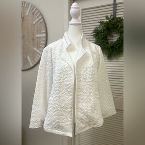 Onque Casuals White Textured Open-Front Jacket